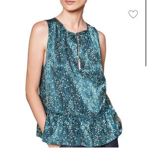NWT- JOIE Jevan Sleeveless Satin Floral Jacquard Peplum Top Sz XS